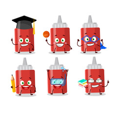 Canvas Print - School student of sauce bottle cartoon character with various expressions