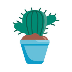 Canvas Print - Cactus plant inside pot detail style icon vector design