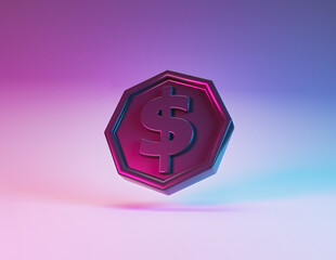 Poster - minimal Dollar sign isolated. money icon. 3d rendering