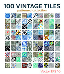 Wall Mural - tiles Portuguese patterns antique seamless design in Vector illustration	