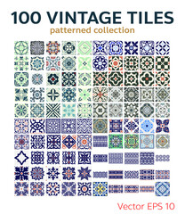 Wall Mural - tiles Portuguese patterns antique seamless design in Vector illustration	