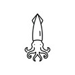 Black line icon for squid