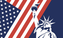 Usa Liberty Statue With Flag Of 4th July Vector Design