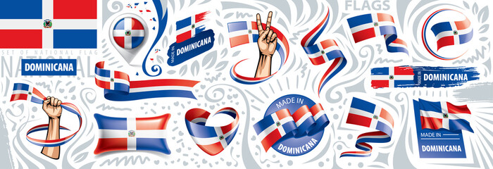 Vector set of the national flag of Dominicana in various creative designs