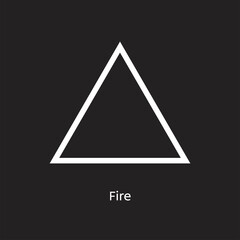 Fire alchemy vector illustration element icon, line symbols. Alchemy icon. Basic mystic elements on black background