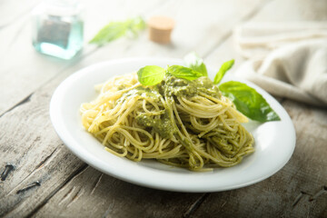 Canvas Print - Spaghetti with pesto sauce