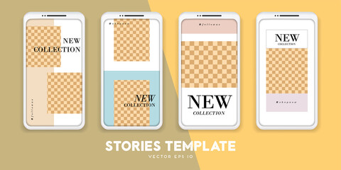 Set of minimalistic stories for Internet. Pack for creature your unique content. Modern geometric template