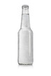 Transparent glass bottle with water without label isolated on white.