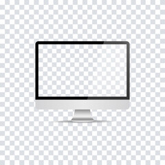 Poster - Computer momitor in realistic design. Vector isolated computer realistic mockup. Personal computer vector mockup. Empty screen template.