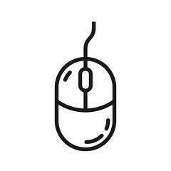 Fototapete - Computer mouse icon is drawn in an outline style that is isolated on a white background. Editable stroke, EPS 10.