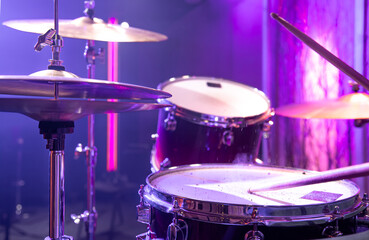 Wall Mural - Drum kit, drums in the Studio on a beautiful background.