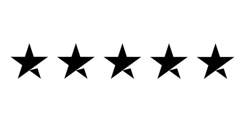 Sticker - Five modern stars black color on white background. Consumer rating flat icon. Vector illustration EPS 10.