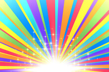 Colorful Glowing Ray Burst Background With Sparkles