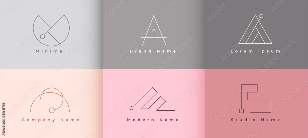 clean minimalist logo template set of six - obrazy, fototapety, plakaty 
