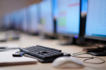 Empty interior of big modern security system control room