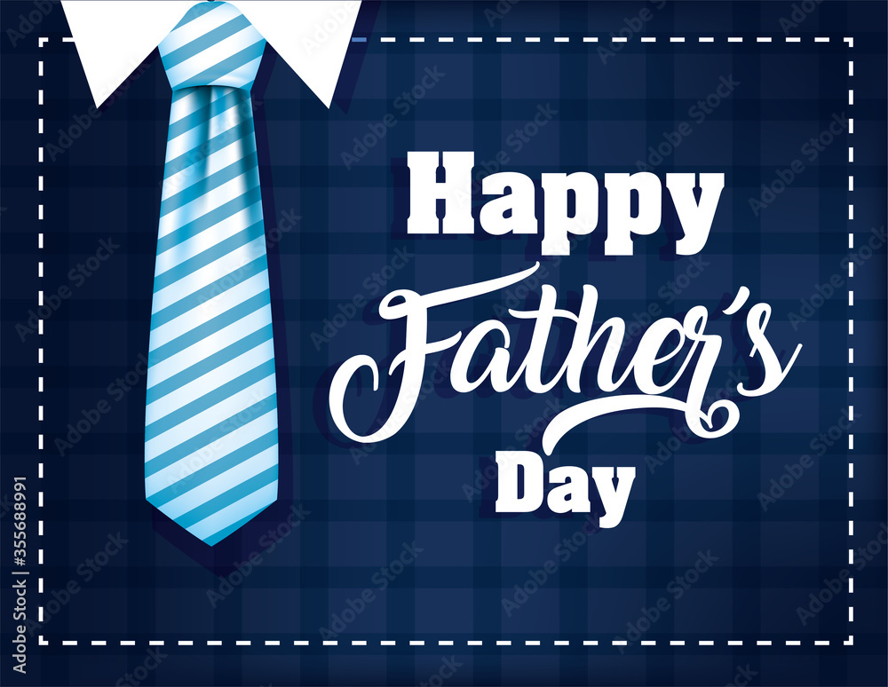 Striped necktie of fathers day vector design - obrazy, fototapety, plakaty 