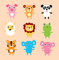  cute cartoon animals vector design