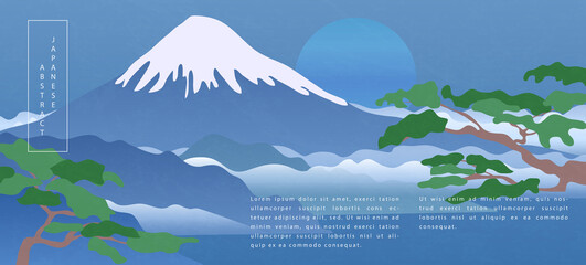 Wall Mural - oriental japanese style abstract pattern background design nature landscape view of fuji mountain la