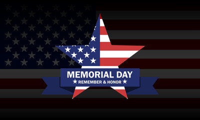 Wall Mural - Memorial Day with star in national flag colors. Eps 10 vector, illustration.