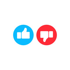 Poster - Like and dislike symbol icon flat on isolated white background. EPS 10 vector