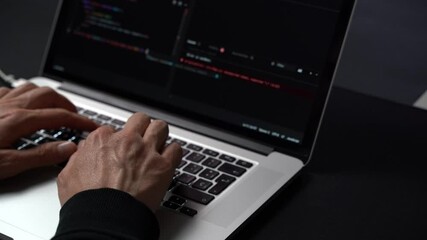 Wall Mural - person coding html and programming on screen laptop, development web, developer.