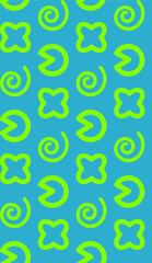 Fototapete - Summer theme in vibrant and colorful colors. square and zigzag pattern. Seamless pattern. Background image.
