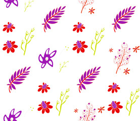 Poster - Image without seams. Beautiful pattern on a summer theme. Pattern consisting of  natural colors and leaves. Background image.
