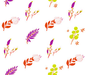 Poster - Image without seams. Beautiful pattern on a summer theme. Pattern consisting of  natural colors and leaves. Background image.
