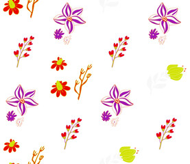 Poster - Image without seams. Beautiful pattern on a summer theme. Pattern consisting of  natural colors and leaves. Background image.
