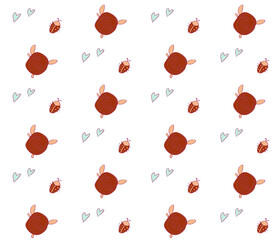 Poster - Image without seams. Beautiful pattern on a summer theme. Pattern consisting of  natural colors and leaves. Background image.
