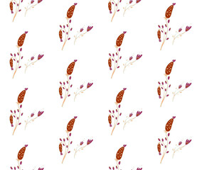 Poster - Image without seams. Beautiful pattern on a summer theme. Pattern consisting of  natural colors and leaves. Background image.
