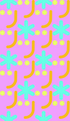 Fototapete - Summer theme in vibrant and colorful colors. square and zigzag pattern. Seamless pattern. Background image.
