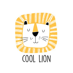 Cute lion print design with slogan. Vector illustration design for fashion fabrics, textile graphics, prints.	