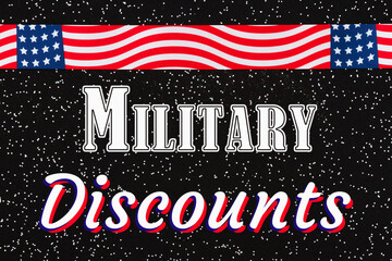 Canvas Print - Military Discounts type message with USA stars and stripes ribbon