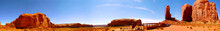 Wide Panorama Of Monument Valley Tribal Park With View Chimney Rock