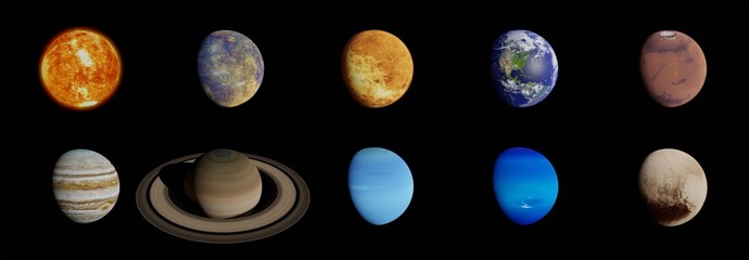 Wall Mural - sun and nine planet system