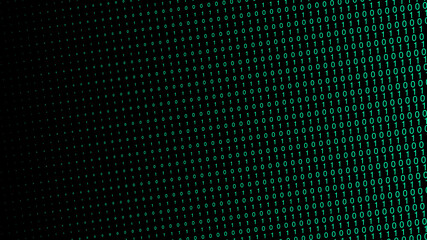 Poster - Abstract green futuristic cyberspace with stream of binary code, matrix background with digits. The concept of coding and hacker. Falling numbers. Vector illustration.