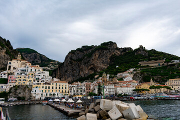 Italy, Campania, Amalfi - 14 August 2019 - Amalfi seen from a boat