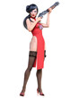 © vladnikon - 3D japanese warrior amazon woman render.