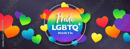 Fotografía Colorful LGBTQ PRIDE month cover page banner for festival parades, parties, and social events