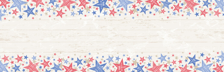 banner with grunge usa background with red and blue stars. decorative american banner suitable for b