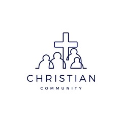 christian community people family logo vector icon illustration