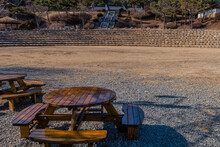 Wooden Picnic Table In Public Park I