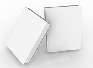 Poster - template empty book mockup set white background , 3d rendering	

