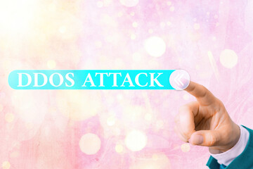 Writing note showing Ddos Attack. Business concept for disturbed access to the normal server caused by malicious system