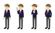 © makiaki - Illustration set of 4 poses of a male High school student standing