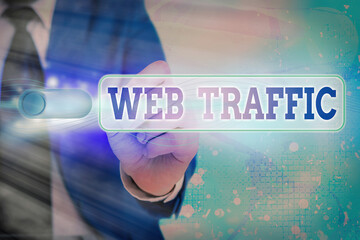 Writing note showing Web Traffic. Business concept for amount of web users and attempted visit measured of a website