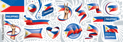 Fotografía Vector set of the national flag of Philippines in various creative designs