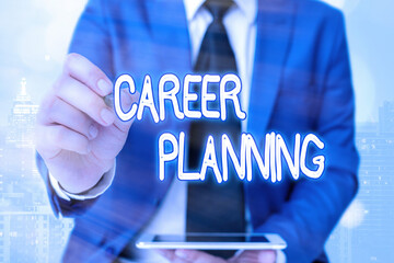 Word writing text Career Planning. Business photo showcasing stepwise planning of one s is possible professional career