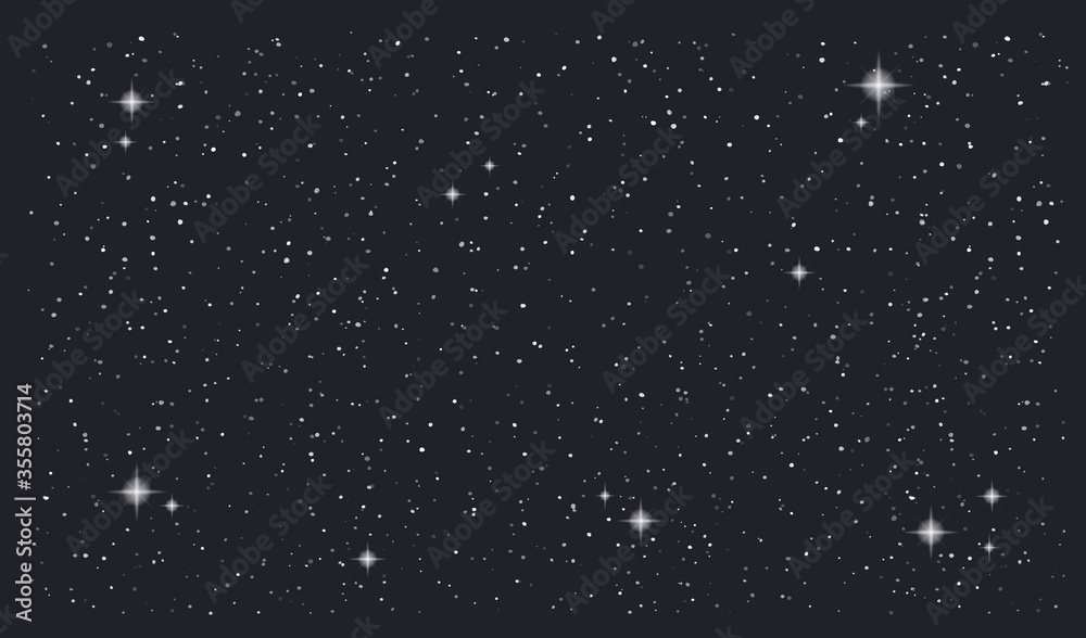 Stary night sky horizontal vector background. Vector illustration - obrazy, fototapety, plakaty 